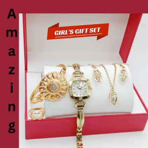 Elegant Girls' Gift Set – Watch, Ring, Bracelet & Necklace